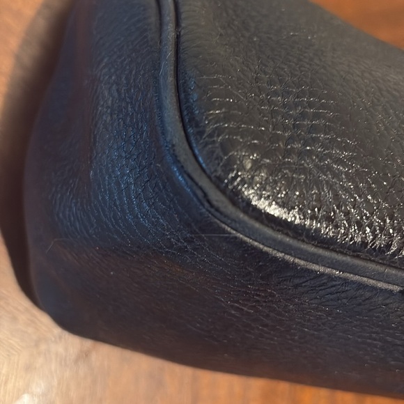 Dooney Bourke satchel shoulder bag black pebbled leather/ smooth brown trim - Picture 8 of 16